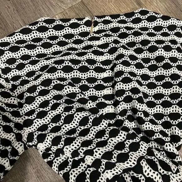 Tory Burch Paulina Open Knit Fringe Black White Dress Size small - Picture 4 of 10